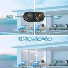 SWVW Camera an ninh PTZ WiFi có dây 2K 4MP ống kính kép (2x2MP) ngoài trời với góc siêu rộng, Camera 360 độ cắm điện 2,4 GHz, Phát hiện người/xe, Còi báo động, Tầm nhìn ban đêm màu, 2,4GWIFI Camera an ninh gia đình trong nhà và ngoài trời, Camera WIFI không dây, Camera IP, Camera PTZ, Camera vòng, Không có Camera giám sát, Camera CCTV, Camera thú cưng, Camera giám sát IP PTZ ngoài trời trong nhà thông minh - Phích cắm loại C của EU (220-240V) - Xem 3