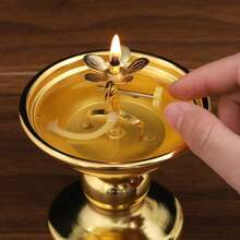 1pc Adjustable Brightness Ghee Lamp Base, Alloy Material, Suitable For Living Room, Home Desk Decor, Great Gift And Home/Room Decoration - Gold - View 6