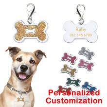 Pet Accessories Shiny Bone Charm Customized Name Tag Pet ID Tag For Dogs & Cats, Multicolored - Multicolor - View 8