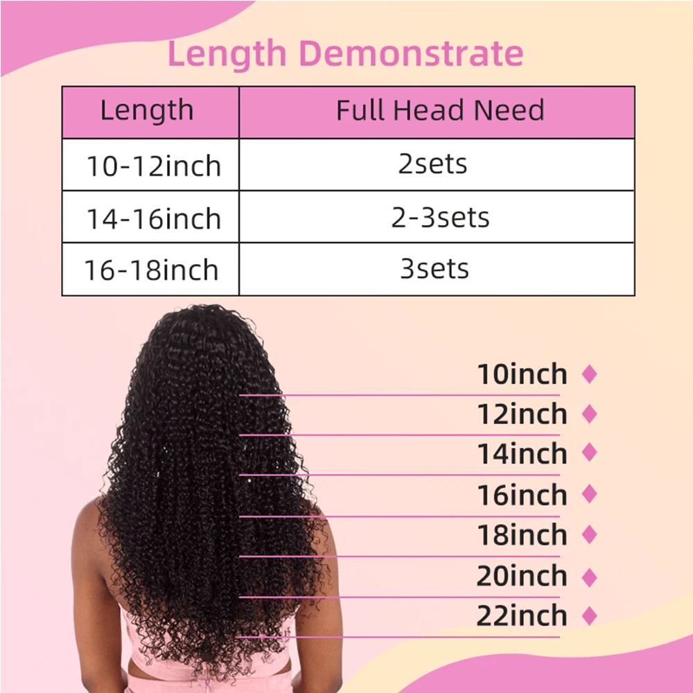 YAMI Kinky Curly Clip In Hair Extensions Real Human Hair For Black