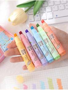 6 支/套奶油香味彩色荧光笔，学生文具，适合学习、记笔记和绘画 - 彩色 - 查看 5