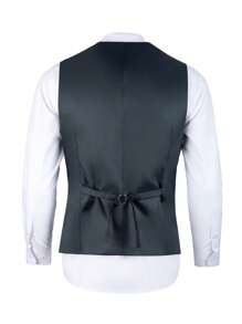 Furuyal Men's Suit, Gentleman Minimalist Slim Fit Single-Breasted 3 Pieces Set, Includes Jacket, Vest And Pants, Suitable For Weddings, Parties, Galas And Other Occasions To Showcase Gentlemanly Style, Navy Blue, Size XS-XXXL - Navy Blue - View 10