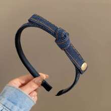 Bộ 2 Băng đô cài tóc nơ denim phong cách Hàn Quốc cổ điển có thiết kế răng, chống trượt khi rửa mặt, Phụ kiện tóc mới 2024 - Nhiều màu - Xem 7