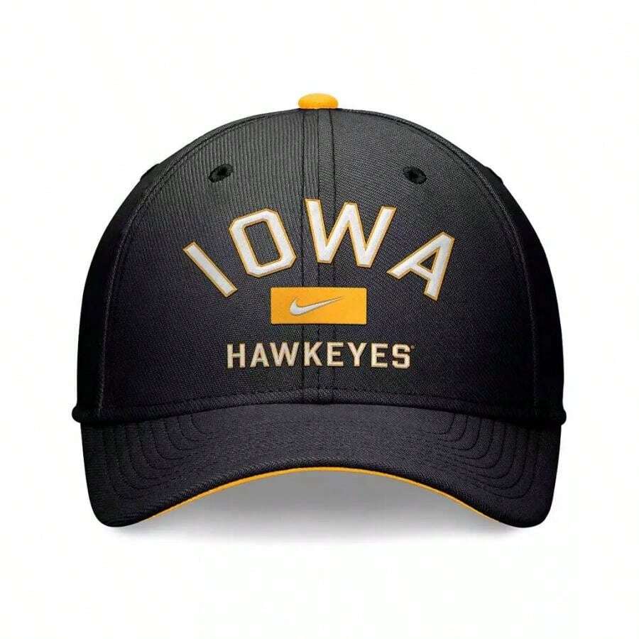 Nike Men's Black  Hawkeyes Primetime Swoosh Flex Hat - Black - View 1