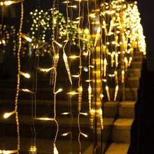 SMART TREE Christmas Icicle Lights, Crystal Ice String Lights, 11.5ft 96 LED Window Curtain Fairy Lights With 16 Drops Icicle Fairy Twinkle Lights For Xmas, Party, Holiday, Indoor Decor