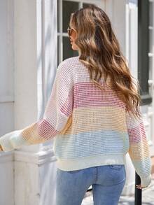 Áo len dệt kim cổ tròn rộng rãi nhiều màu cho nữ - Nhiều màu - Xem 3