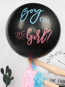 1pc Gender Reveal 36-Inch Balloon Kit For Newborn Baby Party Decorations, Boy Or Girl Announcement Baby Shower Family Decorations Gifts - Black - View 2