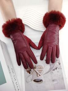 1 Cặp Găng tay dài ngón tay cảm ứng bằng polyester tua rua phong cách đường phố đơn sắc thanh lịch dành cho nữ, thích hợp để đi chơi, hẹn hò, ngày lễ, tiệc tùng và sử dụng hàng ngày vào mùa thu/đông - A - Xem 4