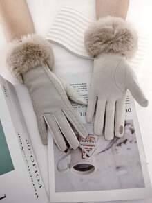 1 Cặp Găng tay dài ngón tay cảm ứng bằng polyester tua rua phong cách đường phố đơn sắc thanh lịch dành cho nữ, thích hợp để đi chơi, hẹn hò, ngày lễ, tiệc tùng và sử dụng hàng ngày vào mùa thu/đông - A - Xem 8