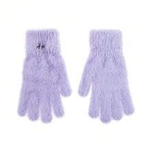 Women's Customized Letter Plush Full Finger Gloves - Multicolor - View 4