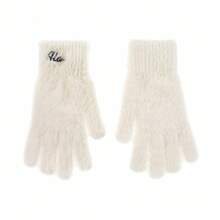 Women's Customized Letter Plush Full Finger Gloves - Multicolor - View 8