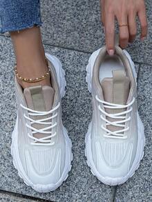 Giày thể thao nữ đế thấp thoáng khí thoải mái chống trượt bền màu, thời trang phù hợp cho mùa thu/xuân - Màu be - Xem 5