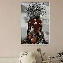 1 件黑色大号帆布墙画非洲裔美国海报女性帆布墙画抽象当代帆布印刷画装饰适用于客厅卧室洗手间儿童房浴室办公室家居装饰家居画无框 - DWW03 - 查看 6