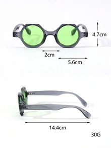 1 副男式多边形小镜框铆钉装饰复古潮流百搭时装秀派对时尚眼镜 - 彩色 - 查看 6