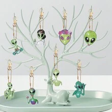 8 móc khóa tranh kim cương chủ đề người ngoài hành tinh - Bộ đồ thủ công DIY hoạt hình, tác phẩm nghệ thuật bằng đá Acrylic tròn, có thể dùng làm quà tặng cá nhân hóa và mặt dây chuyền túi - Hoàn hảo cho các bữa tiệc và lễ kỷ niệm - Nhiều màu - Xem 5