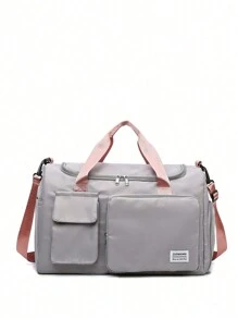 耐用尼龙可折叠手提袋，带独立鞋仓，适合存放运动服、瑜伽装备、旅行用品、学习用品