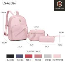 DIOSA LUNA Mochila De Tres Piezas, Set De Mochilcas para Mujeres, Conjunto De Mochila para Damas, Mochila De Moda, Mochila Casual para niñas, Bolso de Hombro, Bolso De Viaje Casual para Mujeres, Conjunto De Bolsas para Estudiantes con Estuche para lápices - Rosa - Ver 1