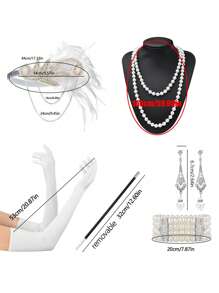 D EXCEED 6 件 20 世纪 20 年代女式飞来波女郎了不起的盖茨比配饰套装咆哮的 20 年代主题复古时尚派对查尔斯顿化装舞会万圣节装饰礼物化妆舞会角色扮演带人造羽毛头带舞会 - 多色 - 查看 12