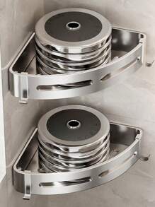 1 pieza Estantería de pared de baño de acero inoxidable (diseño de ganchos aleatorios) - Multicolor - Ver 6