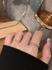 1 Bộ Nhẫn Hình Giọt Nước, Nhẫn Thiết Kế Thời Trang Cao Cấp - Vòng loại B - Xem 3