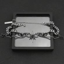 1 Peça Colar Pingente de Cruz Multi-Camadas Empilhada, Design Criativo Minimalista Estilo Hip-Hop Punk Retrô Casual, Ótimo Presente para Uso Diário, Deslocamento, Rua, Festa, Feriado