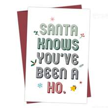 1pc Funny Christmas Greeting Card - Santa Knows You've Been A Ho, Holiday Card With Humorous Saying, Festive Holiday Season Greeting For Family And Friends, Perfect Gift For Christmas
