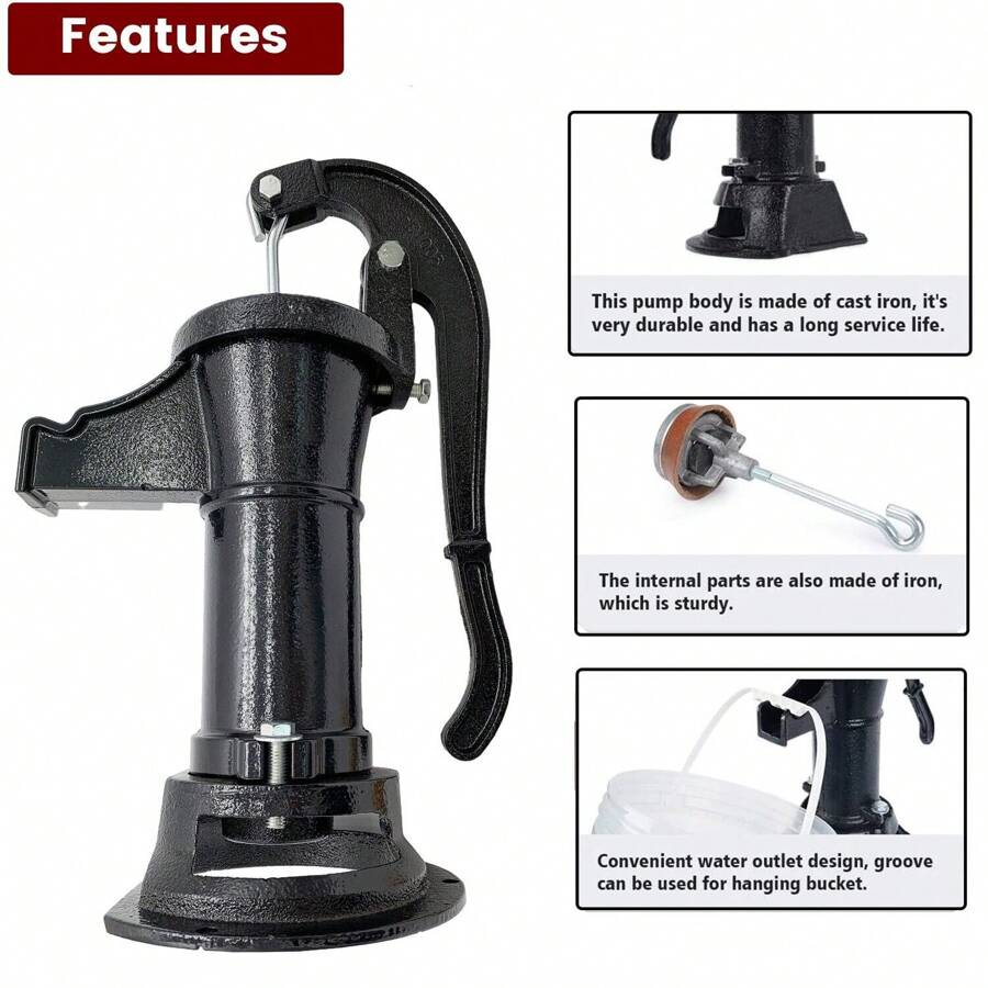 Manual Hand Water Pitcher Pump 25Ft Lift Cast Iron Hand Well Pump
