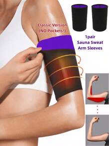 MELERIO 2件装氯丁橡胶桑拿排汗臂套，男女通用压缩运动塑形臂套，适用于健身、拳击、健身房，提供支撑 - 紫色 - 查看 11