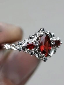 1 件哥特式马眼形女士戒指，适合订婚、派对或圣诞礼物 - 紅色 - 查看 2