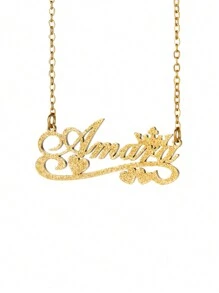 Collares personalizados con nombre y corazón con corona de escayola para mujeres y hombres, collar de acero inoxidable personalizado con colgante y cadena de cuello, regalo de cumpleaños