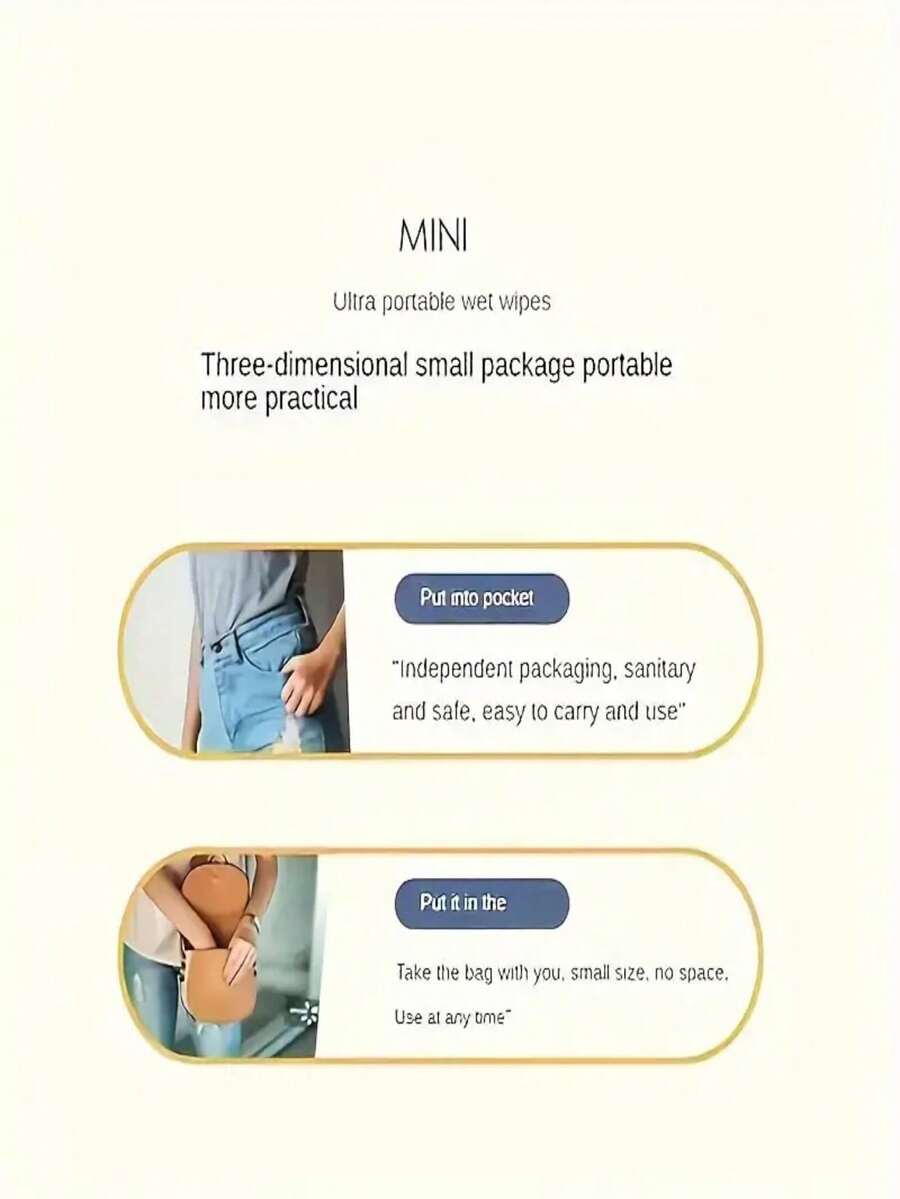 Flushable Toilet/Butt Wet Wipes, Mini Portable Wet Tissue Packs