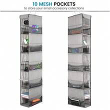 Hanging Shoe Organizer For Closet, 10 Shelves - Hanging Shoe Rack W/ Side Pockets - Narrow, Space Saving, Durable - Grey - View 4