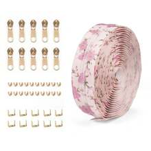 1 套 = 4.5 米花卉印花尼龙拉链 + 10 个拉链头 + 20 个前拉链止动件 + 10 个后拉链止动件，可定制长度，适用于包袋、背包、衣服口袋等 - 多色 - 查看 8