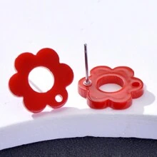 20pcs Plum Blossom Shaped Acrylic Stud Earrings For Women DIY Jewelry Making Earring Components Accessories