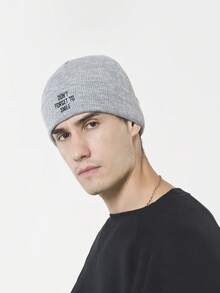 1 件男女通用 Y2K 风格时尚百搭“别忘了微笑”刺绣针织帽，适合街头、派对、秋冬户外活动和保暖 - 針織帽 - 查看 6