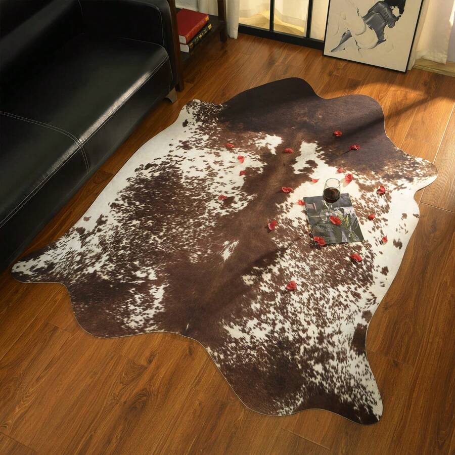 Faux Cow Rug For Living Room Cow Print Rug Non Slip Area Rug Industry Style Western Rugs