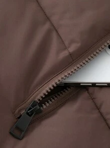 Women Puffer Jacket Hood Winter Water Repellent Wind-Resistant Ladies Classic Quilted Padded Coat Big Pocket - Coffee Brown - View 9