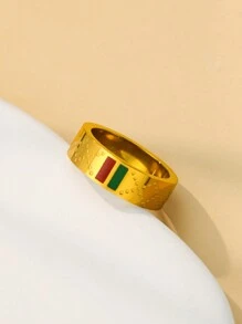 1 peça anel de zircônia fashion cor dourada aço inoxidável lindo anel de joias para mulheres