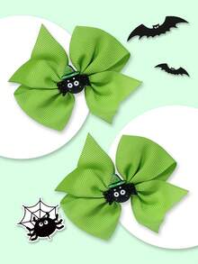 2 件 3 英寸万圣节发饰女孩发饰蝴蝶结时尚儿童女孩发饰带发夹适合万圣节节日派对学校 - A - 查看 9