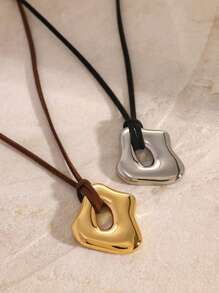 Uworld 1Pc Autumn And Winter Geometric Fashion Design Women's Sweater Necklace Asymmetrical Glossy Pendant Full Of Personalized