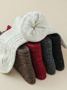 5 pares de calcetines medianos cómodos y suaves de lunares de colores vintage para mujer, para usar a diario en otoño e invierno