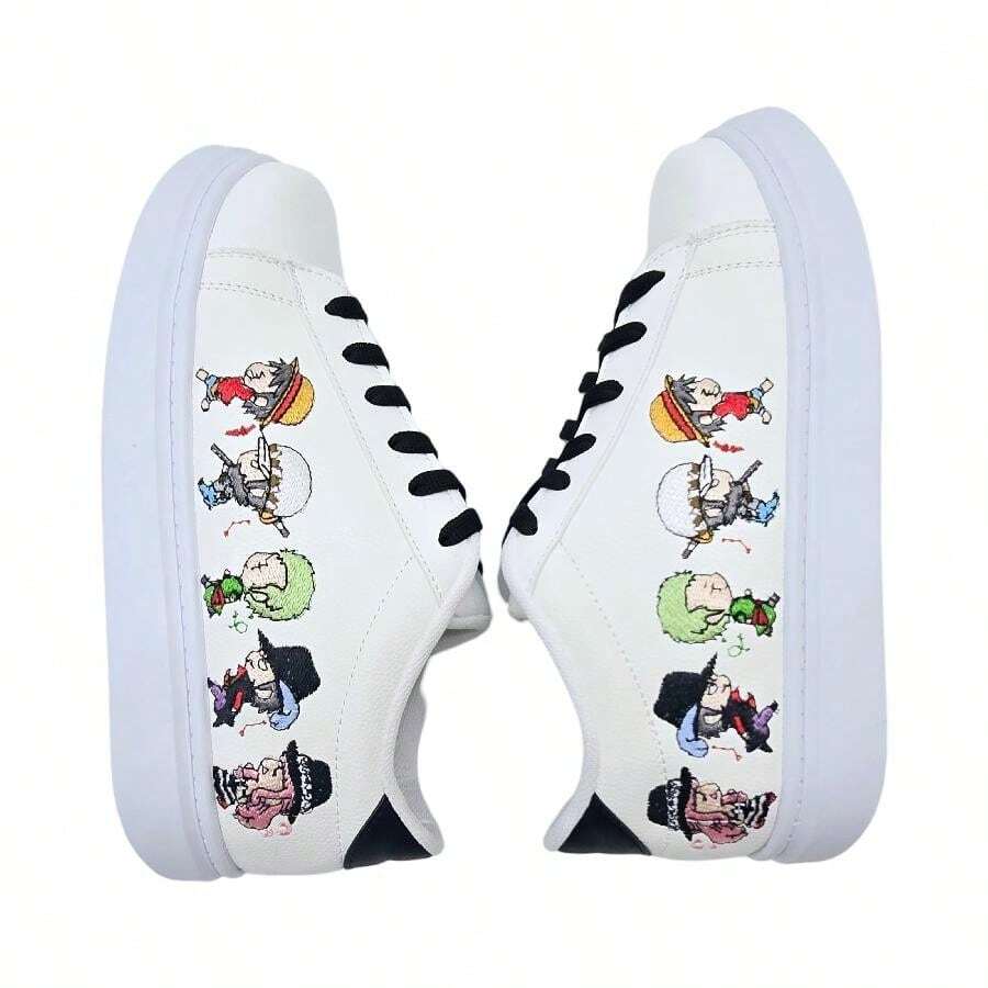 Tenis Bordados de Muñecos One Piece - Blanco - Ver 1