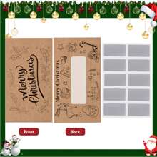 一套圣诞刮刮卡，表面光滑，卡通圣诞老人和树木设计，派对活动创意 DIY 节日礼品券，30 张双面印刷卡片，附赠 30 张刮刮贴纸，圣诞节