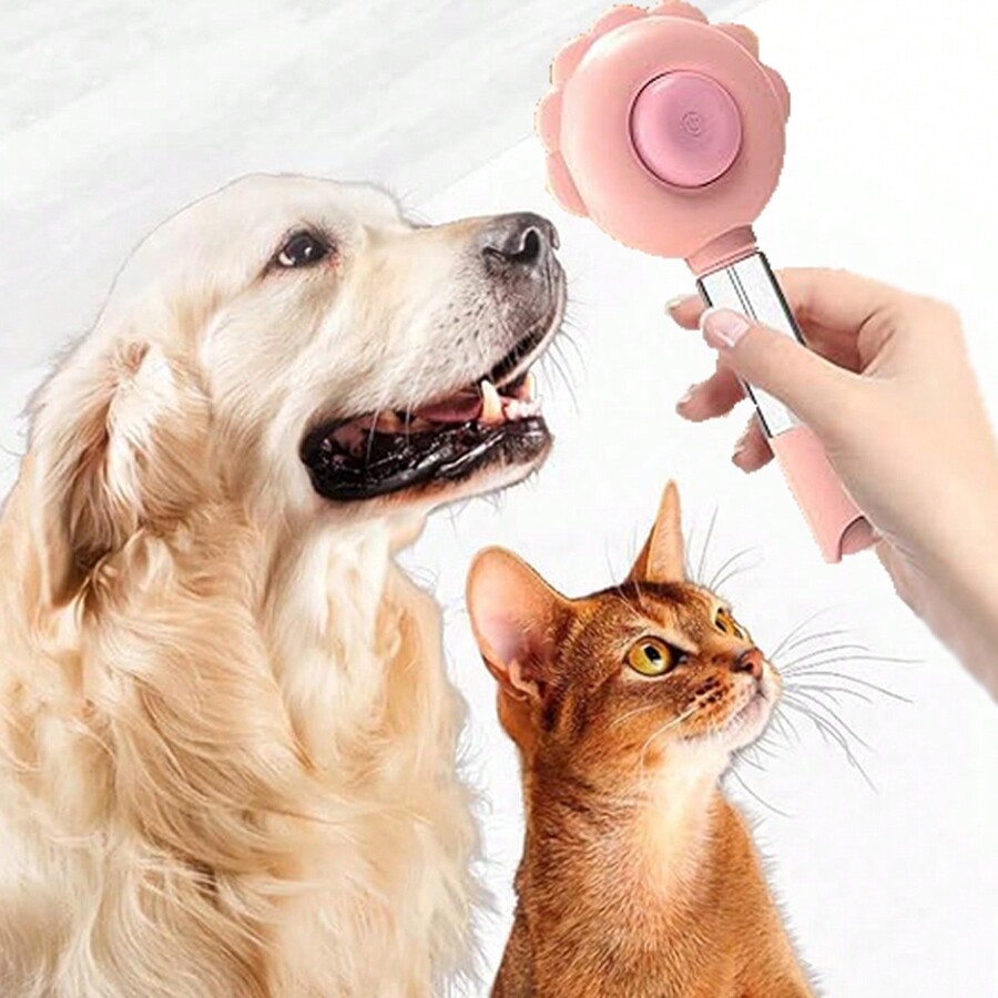 1pc New Pet Spraying Brush, Automatic Deshedding Brush, SelfCleaning