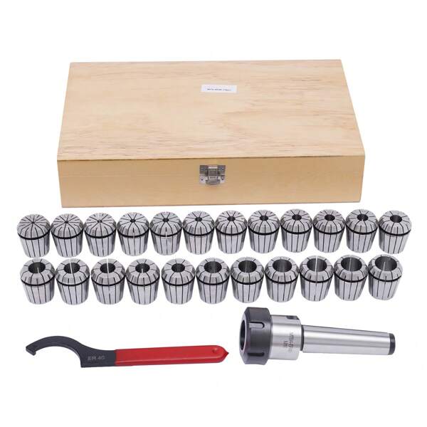 YUNRUX 23 Stück MK4/MT4 M16 Spannzangen Set 4-26 mm ER40 Präzisionsfeder-Spannzangensatz Spannmutter Spannzangenfutter Bohrfutter mit Aufbewahrungsbox für CNC Graviermaschine Fräsdrehbank Werkzeug