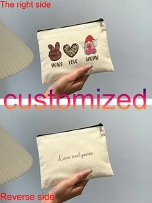 Túi cầm tay đựng mỹ phẩm Giáng sinh có khóa kéo, Túi đa chức năng, Túi đựng đồ du lịch cho nữ - Quà tặng Giáng sinh lý tưởng cho phụ nữ - Màu be - Xem 12