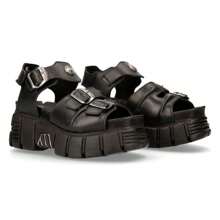 New Rock Unisex Metallic Black Punk Sandal Boots- M-BIOS101-C2 - 黑色 - 查看 2