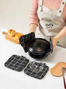 2 pièces/4 pièces Dessous de plat en coton épais isolé, tapis résistant à la chaleur pour la cuisine, la salle à manger, le salon, support de style nordique