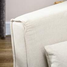 HOMCOM Divano Letto 2 Posti con Schienale Regolabile in 5 Livelli, Divano Letto Matrimoniale Pieghevole con 2 Cuscini per Soggiorno, in Tessuto Imbottito, Acciaio e Legno, 102x73x81 cm, Bianco Crema
