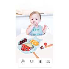 Kit 7 Baby Feeding Silicone Plate Children's Bib - A788 - 紅色 - 查看 3